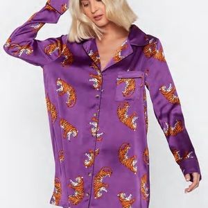 💜NASTY GAL Satin PJ Night Shirt